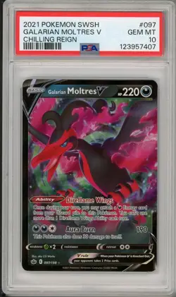 2021 Pokemon Chilling Reign Galarian Moltres V #097 PSA 10 - Image 1