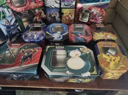Huge Lot X51 Pokemon Tins EMPTY Assorted + Pokemon Center Pikachu Charizard Bag - Image 2