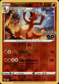 Charmeleon Reverse Holo Uncommon Pokemon GO 009/078 NM - Image 1