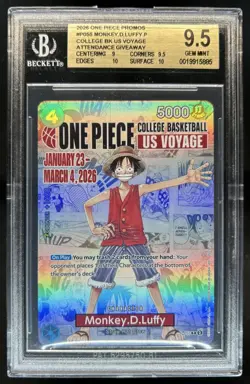 2026 One Piece X College Basketball Promo Monkey D Luffy #P-055 BGS 9.5 - Image 1