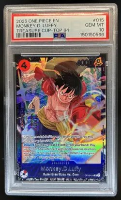 2025 One Piece Treasure Cup Top 64 Monkey D Luffy #OP12-015 PSA 10 GEM MINT - Image 1