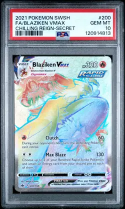 PSA 10, Blaziken VMAX 200/198 Pokemon Chilling Reign Sword & Shield Secret Rare - Image 1