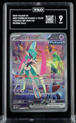 Pokemon 2023 Iron Valiant EX 249/182 Secret Rare Paradox Rift TAG 9 - Image 1