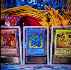 YUGIOH KONAMI STAINLESS STEEL FULL EGYPTIAN GOD SET PSA 10/ ARS10! GEM MINT 💎 - Image 2