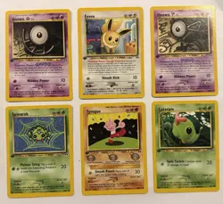 Vintage Pokemon Card Lot Neo Discovery Unown Eevee Spinarak Tyrogue Caterpie - Image 1