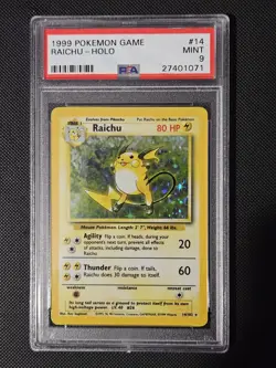 Raichu 14/102 Holo Base Set Graded PSA 9 MINT Pokemon Card - Image 1
