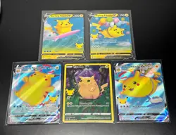 Pokemon Celebrations 25th Anniversary All 5 Holo Set Pikachu Card Lot NM 007/025 - Image 1