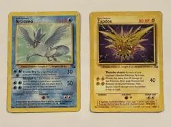 Pokemon Articuno & Zapdos Non-Holo – Fossil Set WOTC 1999 Vintage Cards - Image 1