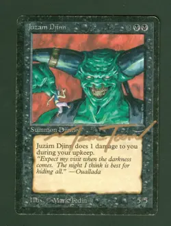 JUZAM DJINN Arabian Nights rare Magic the Gathering Hand Signed - Image 1