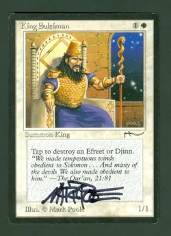 KING SULEIMAN Arabian Nights rare Magic the Gathering Unplayed NM Hand Signed - Image 1