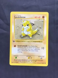 Pokemon Cards: Base Set 1st Edition Common: Sandshrew 62/102 - Image 1