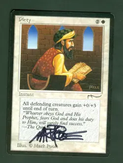 PIETY (dark) Arabian Nights Magic the Gathering Unplayed NM Hand Signed - Image 1