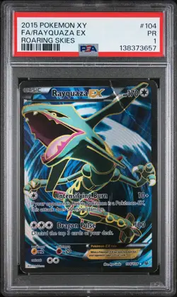 2015 POKEMON XY ROARING SKIES #104 FULL ART/RAYQUAZA EX PSA 1 - Image 1