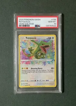 2020 Pokemon SWSH Vivid Voltage #138 Rayquaza Amazing Rare PSA 10 Gem Mint - Image 1