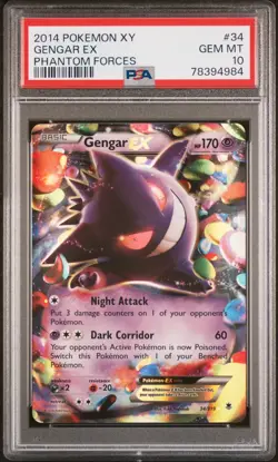 2014 Pokemon Gengar EX 34/119 XY Phantom Forces Ultra Rare Holo PSA 10 GEM MINT - Image 1