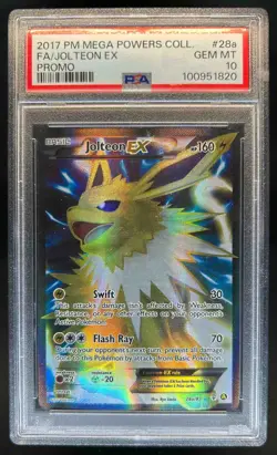 2017 Pokemon Mega Powers Collection Promo Jolteon EX Full Art #28a PSA 10 Gem - Image 1