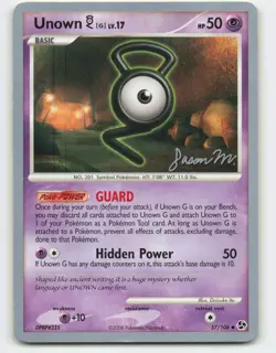 2008 Pokemon, Great Encounters, #57/106 Unown G, UC, 2009 World Championships JM - Image 1