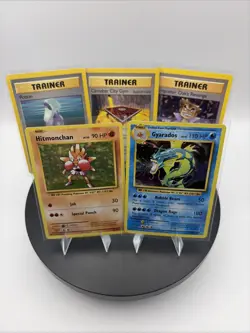 Pokemon Card Lot Holo Hitmonchan & Gyarados Evolutions + Mixed Vintage Trainers - Image 1