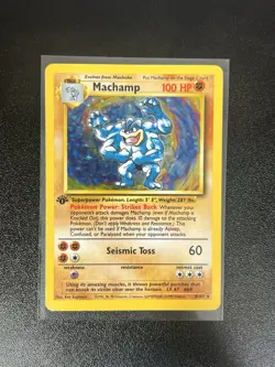 Pokemon Machamp 8/102 1st Edition Holo Rare Base Set LP WotC 1999 - Image 1