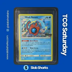 2018 POKEMON PRERELEASE STAFF PROMO STAMPED EXCLUSIVE #SM94 WASH ROTOM - Image 1