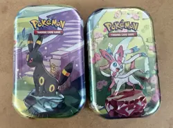 2 Pokemon Scarlet & Violet Prismatic Evolutions Mini Tins Sealed w/2 bstr packs - Image 1