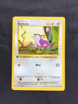 Pokemon Cards: Base Set 1st Edition Common: Rattata 61/102 - Image 1