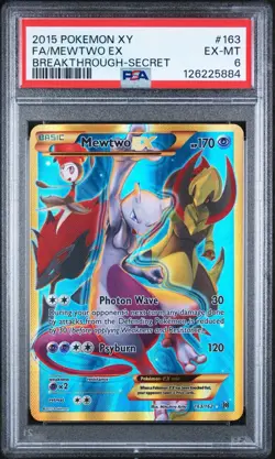 2015 POKEMON XY BREAKTHROUGH SECRET #163 FULL ART/MEWTWO EX PSA 6 - Image 1