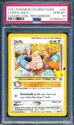 Cleffa 2021 Pokemon Celebrations #20 Neo Genesis Classic Collection Holo PSA 10 - Image 1