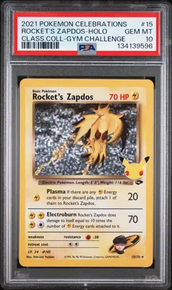 2021 POKEMON CELEBRATIONS CLASSIC COLL #15 ROCKET'S ZAPDOS-HOLO PSA 10 - Image 1