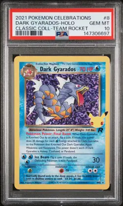 2021 POKEMON CELEBRATIONS CLASSIC COLL #8 DARK GYARADOS-HOLO PSA 10 - Image 1