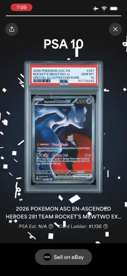 Team Rocket's Mewtwo ex | PSA 10 | #281 SIR | 2026 Pokemon Ascended Heroes - Image 3