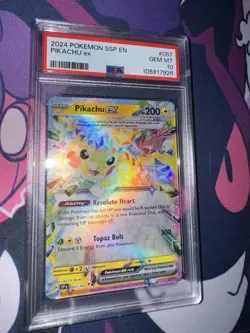 2024 POKEMON SSP EN-SURGING SPARKS #057 PIKACHU EX PSA 10 - Image 2