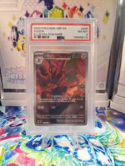 PSA 8 NM/MT 2023 POKEMON OBF EN-OBSIDIAN FLAMES #205 SCIZOR ILLUSTRATION RARE - Image 1