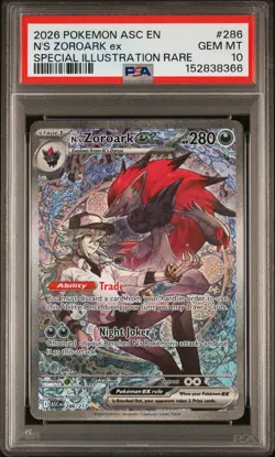 2026 POKEMON ASCENDED HEROES SPECIAL ILLUSTRATION RARE N'S ZOROARK EX PSA 10 - Image 1