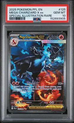 2025 POKEMON PFL SPECIAL ILLUSTRATION RARE #125 MEGA CHARIZARD X EX PSA 10 - Image 1