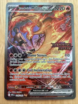 Pokemon TCG Team Rockets Moltres EX Card 229/182 Stamped Destined Rivals SIR - Image 1