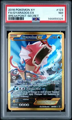 2016 POKEMON XY BREAKPOINT SECRET #123 FULL ART/GYARADOS EX PSA 7 - Image 1