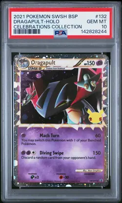 2021 POKEMON SWSH PROMO CELEBRATIONS COLLECTION #132 DRAGAPULT-HOLO PSA 10 - Image 1