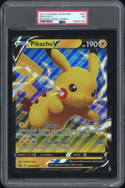 2021 POKEMON SWSH PROMO PIKACHU V BOX-TAG JUMBO #061 PIKACHU V PSA 7 - Image 1