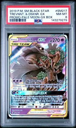 2019 POKEMON SM BLACK STAR PROMO PALE MOON-GX BOX TREVENANT & DUSKNOIR GX PSA 8 - Image 1