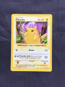 Pokemon Cards: Base Set Shadowless Common: Red Cheek Pikachu 58/102 - Image 1