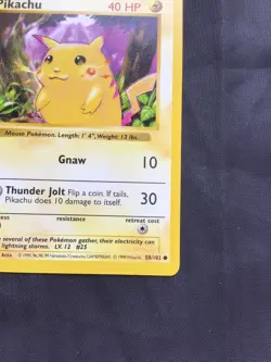 Pokemon Cards: Base Set Shadowless Common: Red Cheek Pikachu 58/102 - Image 4