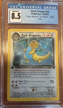 Dark Dragonite Holo 1st Edition 5/82 - Pokemon WOTC - Rocket - CGC 8.5 Swirl 🍥 - Image 1