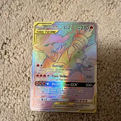 Reshiram & Charizard GX Tag Team Holo Pokemon Card 217/214 English - Image 1