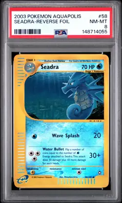 2003 POKEMON AQUAPOLIS #58 SEADRA-REVERSE FOIL PSA 8 - Image 1