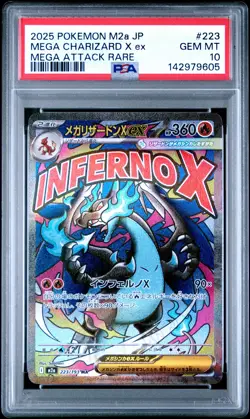 2025 POKEMON JAPANESE MEGA DREAM EX #223 ATTACK RARE MEGA CHARIZARD X EX PSA 10 - Image 1