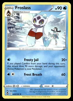 Froslass 43/195 Pokemon Card Silver Tempest Rare 90 HP Near Mint T2 - Image 1
