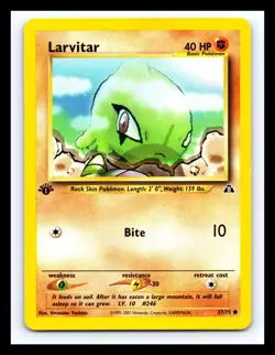 💥 LARVITAR 1ST EDITION 2001 Pokemon TCG Neo Discovery # 57/75 Vintage Non Holo - Image 1