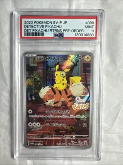 2023 Pokemon SV-P Japanese Pre-Order #098 Detective Pikachu PSA 9 MINT - Image 1