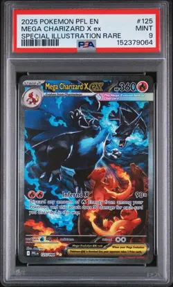 PSA 9 MINT 2025 POKEMON PFL EN-PHANTASMAL FLAMES #125 MEGA CHARIZARD X ex SIR - Image 1